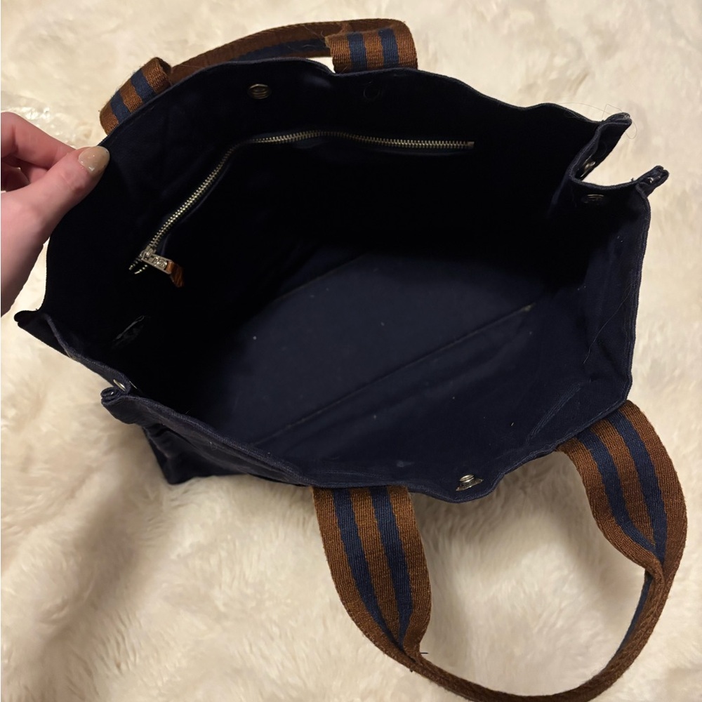 Hermes Navy Canvas Tote Bag - Picture 5 of 8